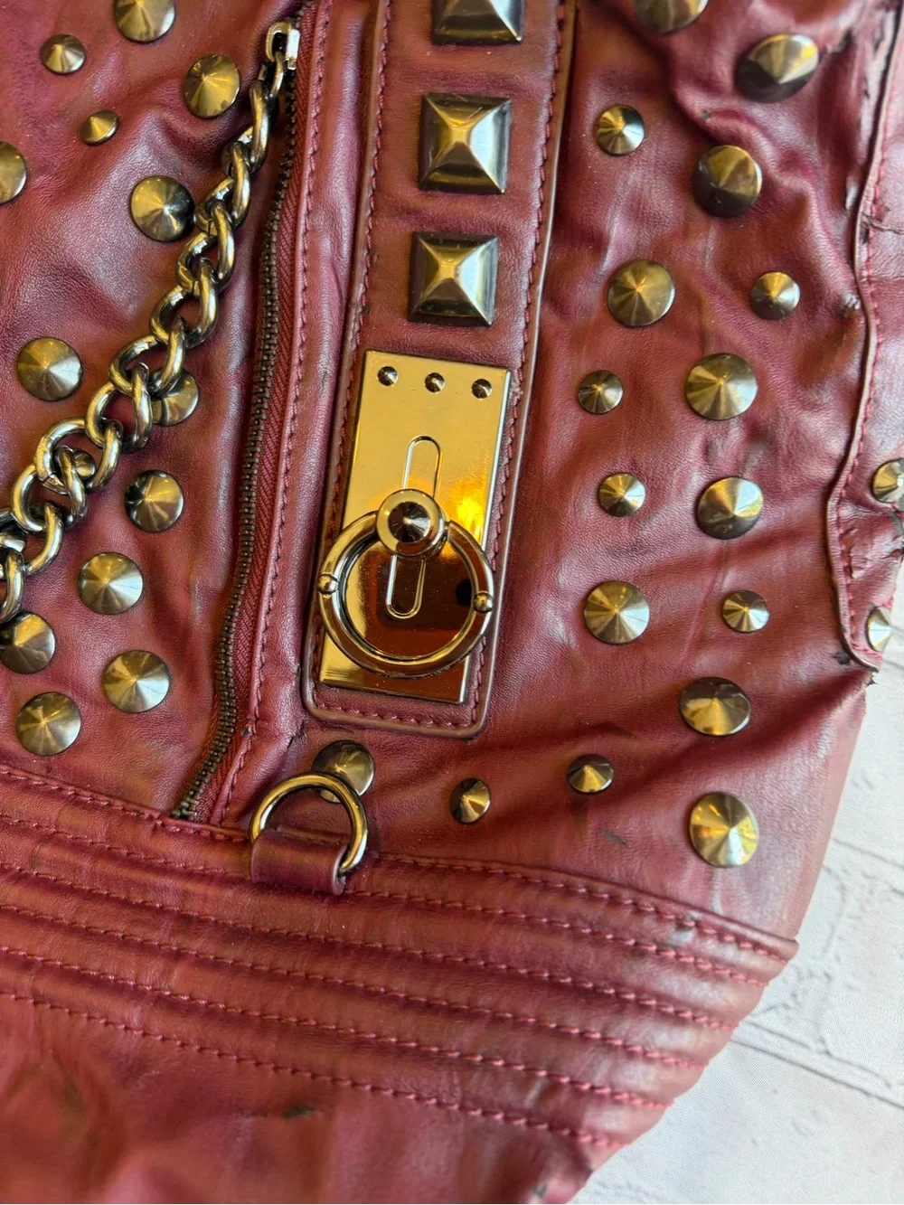 Y2K Affliction Edgy Studded Handbag Purse Tote Steampunk Metal Bag Emo Goth Rock